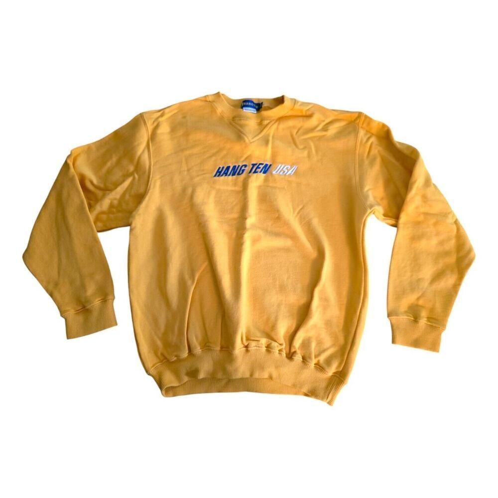 Vintage Hang Ten usa yellow Pullover Embroidered Sweatshirt Kid Sz XL